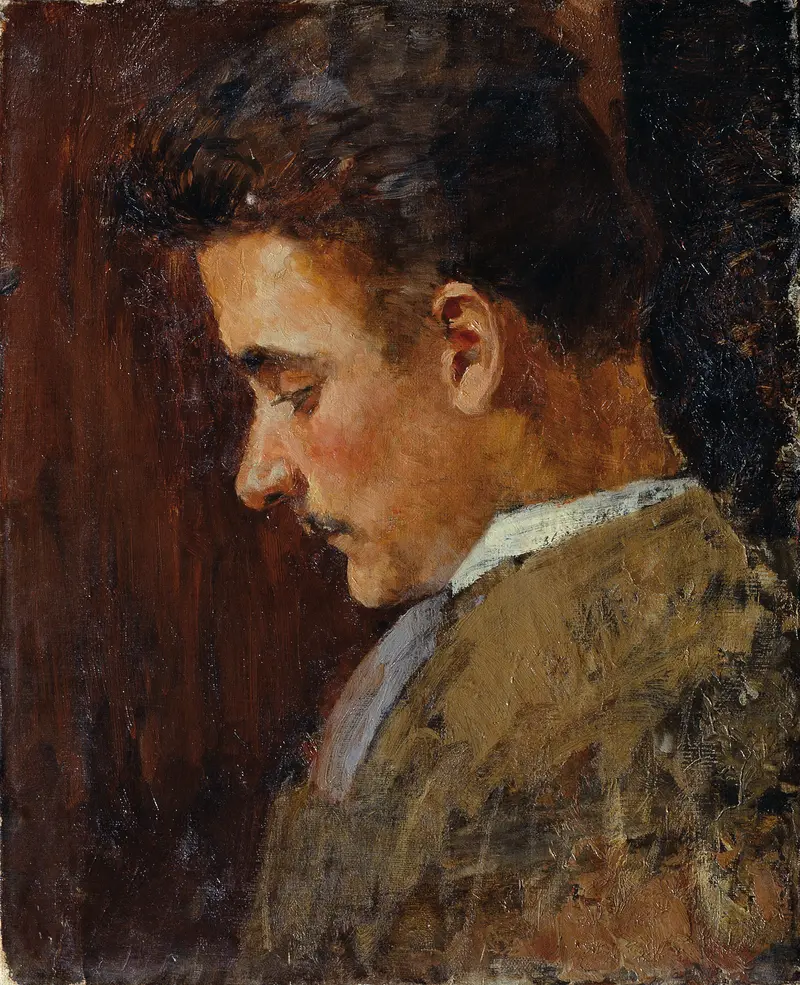 A portrait of Rudolf Steindl by Koloman Moser, showcasing the artist's distinctive style.