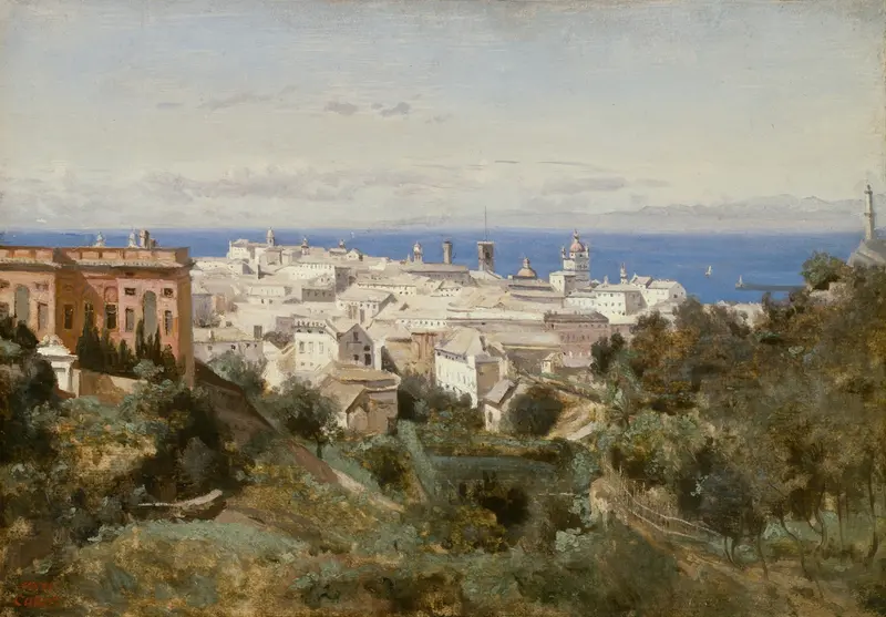Landscape of Genoa by Jean-Baptiste-Camille Corot, oil painting