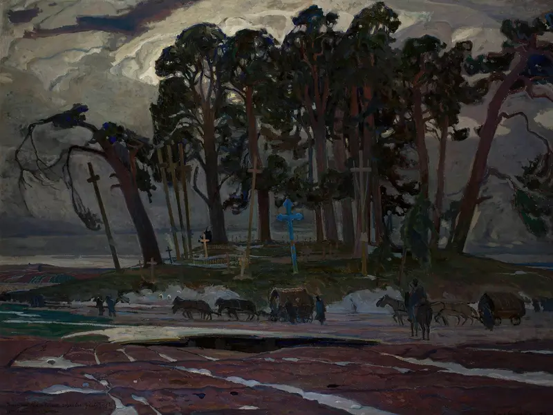 Landscape with trees and paths, oil painting by Henryk Szczygliński