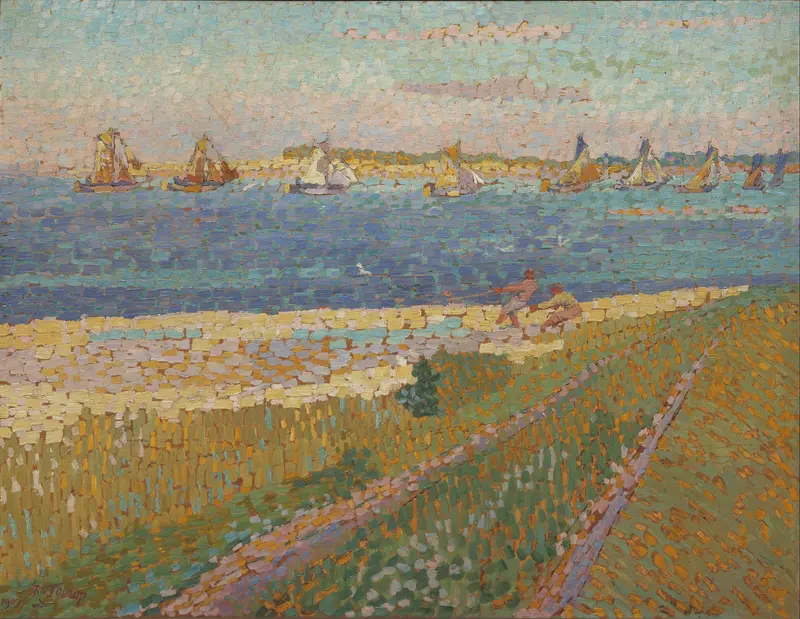 The Schelde near Veere, oil on canvas by Jan Toorop, depicting a tranquil river landscape.