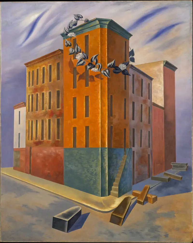 Figurative oil painting by O. Louis Guglielmi depicting light and shadow.
