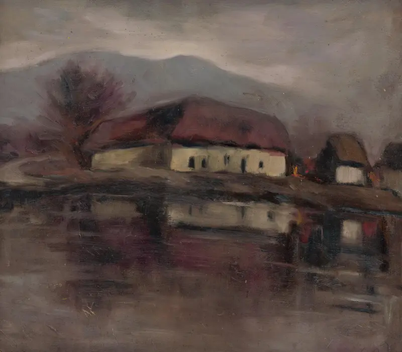 Landscape with a lake by Zolo Palugyay, Impressionism