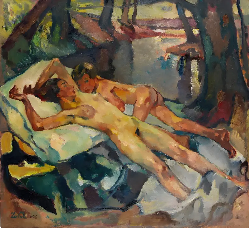 A vibrant summer day captured in Leo Putz's painting 'Ein Sommertag'.
