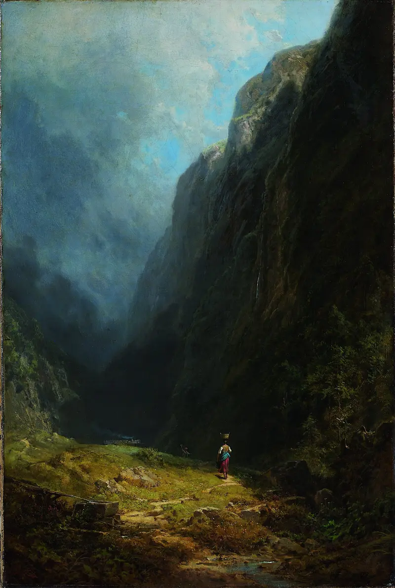 Landscape with Mt. Wendelstein, oil on canvas by Carl Spitzweg