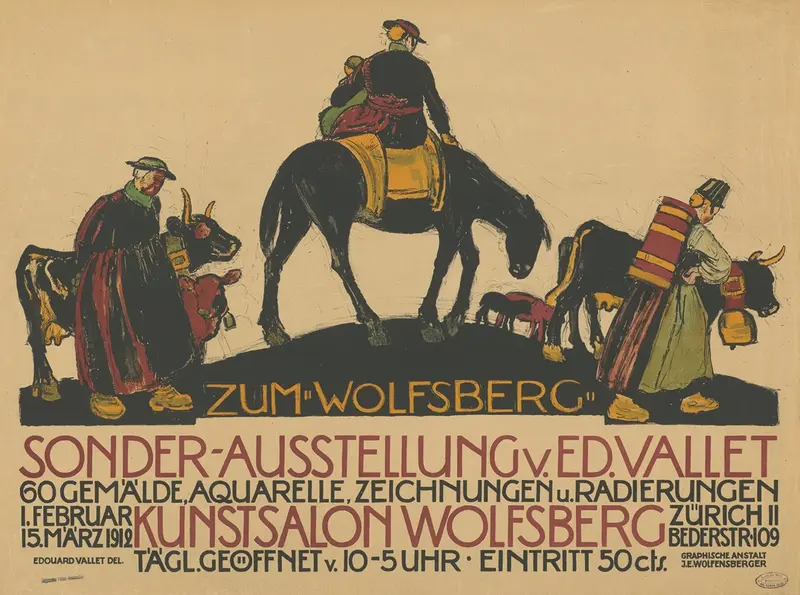 A landscape painting by Edouard Vallet titled 'Zum ‘Wolfsberg’.