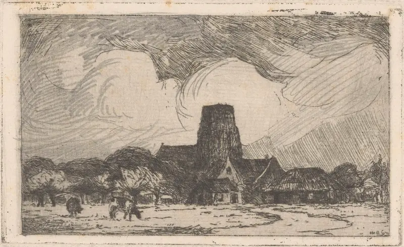 Ransdorp by Willem Adrianus Grondhout, an impressionist landscape painting