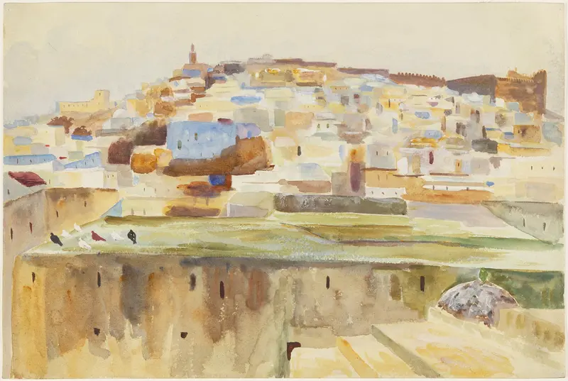 Coastal landscape with figures, oil painting by Emily Sargent