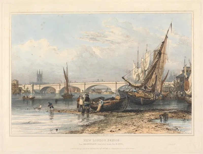 New London Bridge from Billingsgate by Edward William Cooke, oil painting