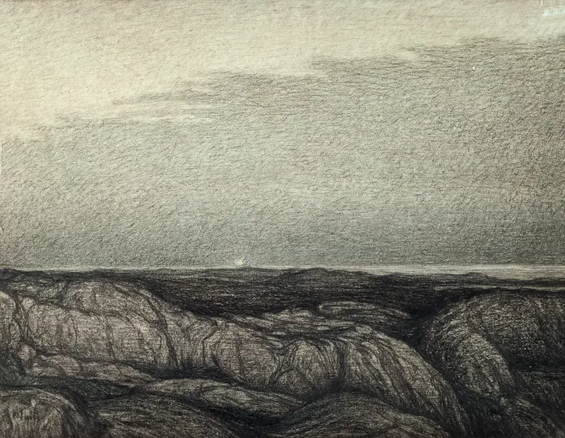Evening at the Vantage Point, oil on canvas by Karl Nordström, depicting a serene twilight landscape.