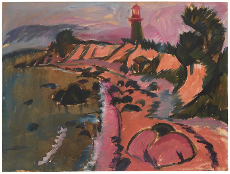 Coastal landscape with a lighthouse, oil on canvas by Ernst Ludwig Kirchner