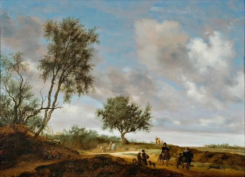 Landscape with Hunters, oil on canvas by Salomon van Ruysdael