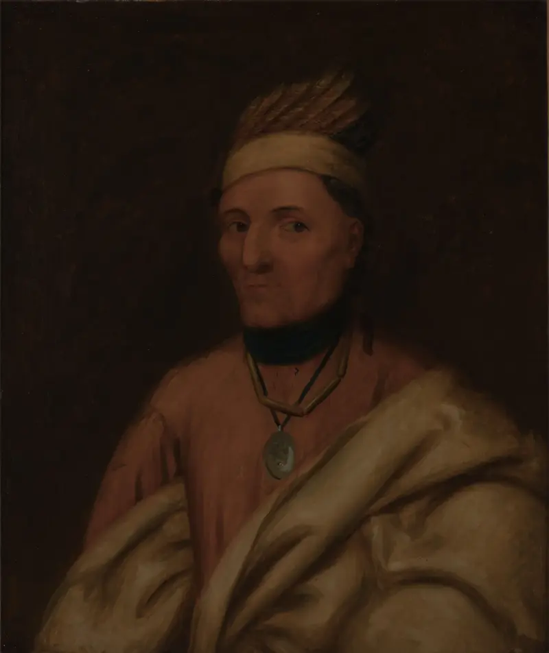 Portrait of a tribal man in native attire, oil on canvas by Henry Inman
