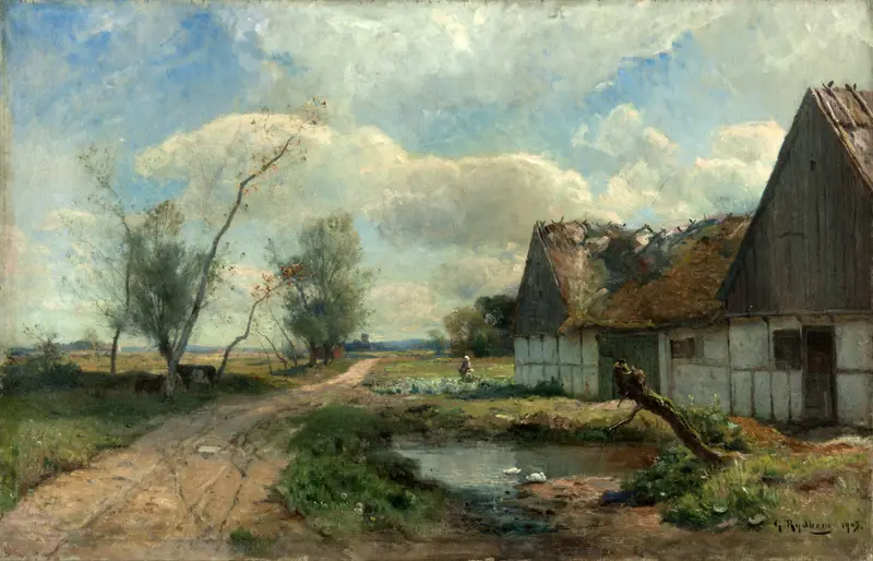 Landscape from Scania with Farm, oil on canvas by Gustaf Rydberg