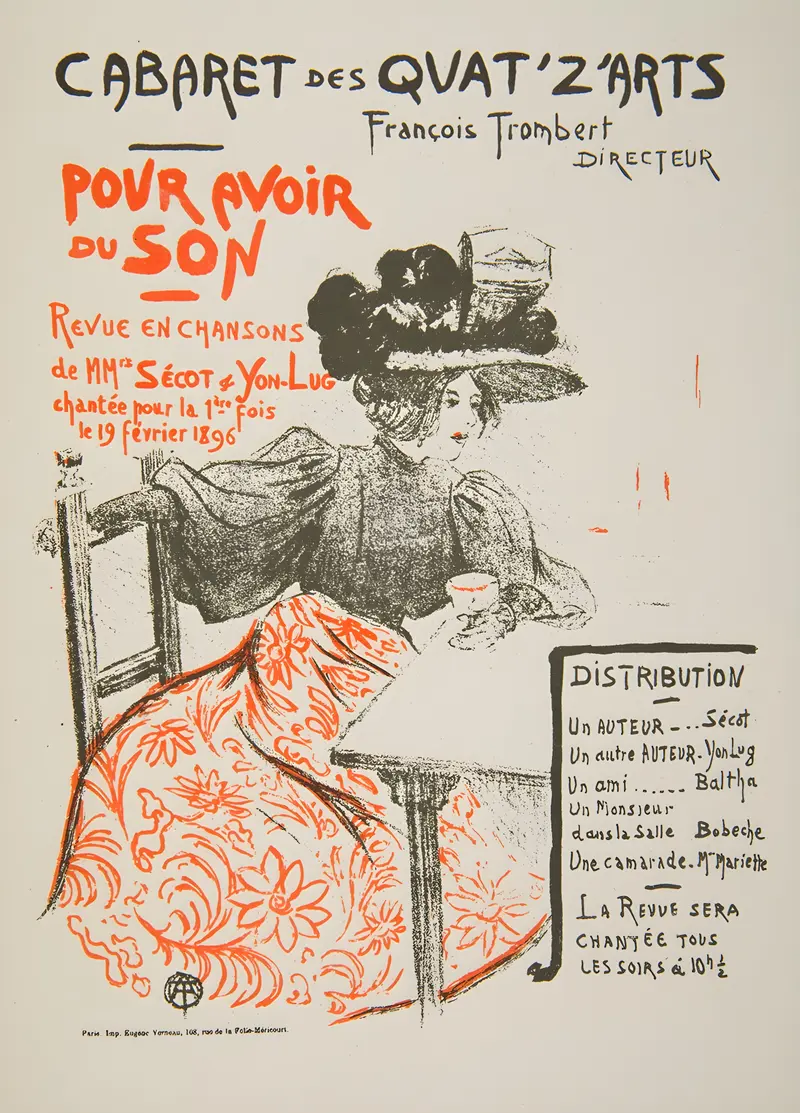 This artwork is a program cover for a cabaret revue by Toulouse-Lautrec.