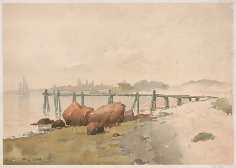 Watercolor landscape by Will S. Robinson depicting serene nature