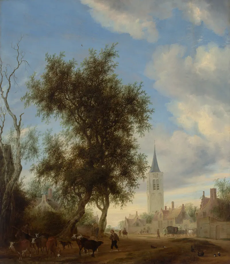 A view of Beverwijk, oil on canvas by Salomon van Ruysdael