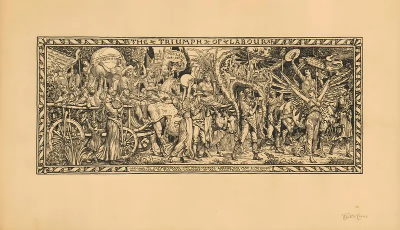 A vibrant allegorical painting celebrating labor and unity.