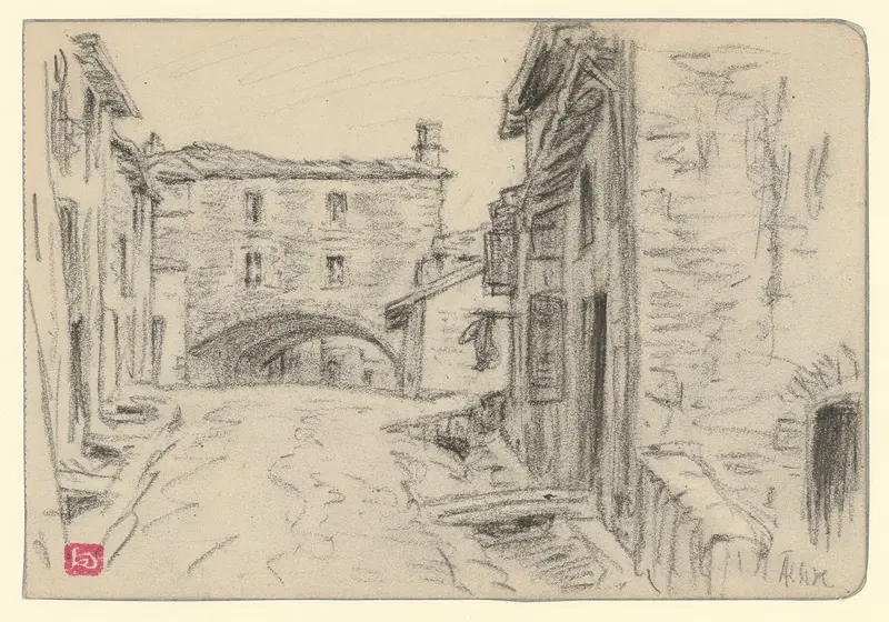 Landscape lithograph by Henri Rivière featuring soft pastels and ethereal light.