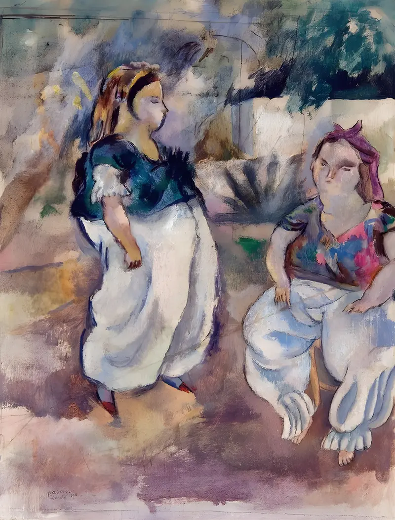 A captivating painting by Jules Pascin depicting Tunisian women.