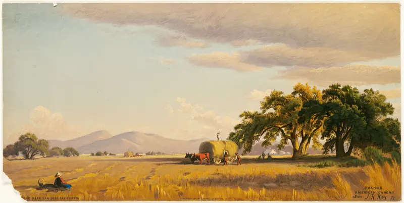 Harvesting scene in California, oil painting by John Ross Key