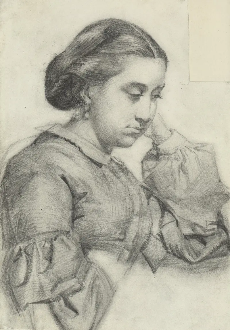 A bust of a young lady captured in a soft and delicate style.