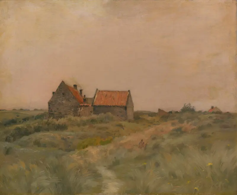 October Day by Jean Charles Cazin, oil on canvas depicting an autumn landscape with trees and a path.