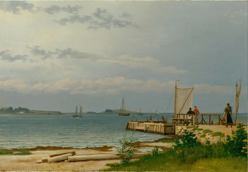 View towards Koster from the jetty at Kallehave, oil painting by Christoffer Wilhelm Eckersberg