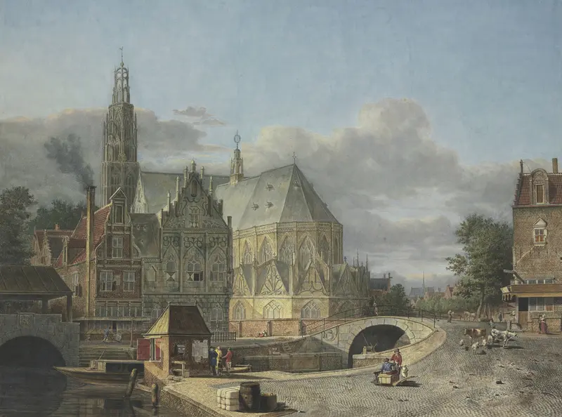 Landscape of a Netherlandish city by Johannes Huibert Prins, medium unknown