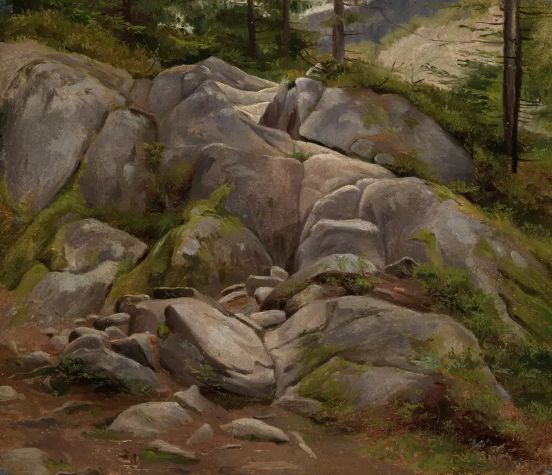Landscape oil painting by Eugen Bracht depicting a winding path through foliage.