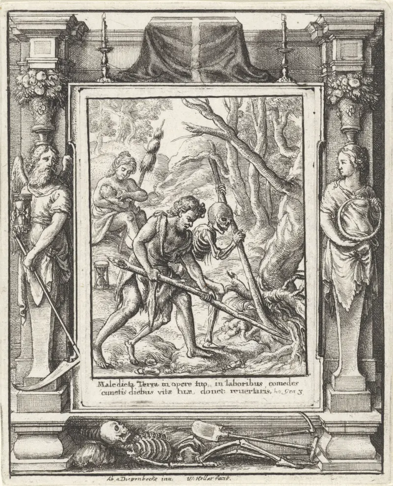 Adam and Eve after the fall, etching by Wenceslaus Hollar
