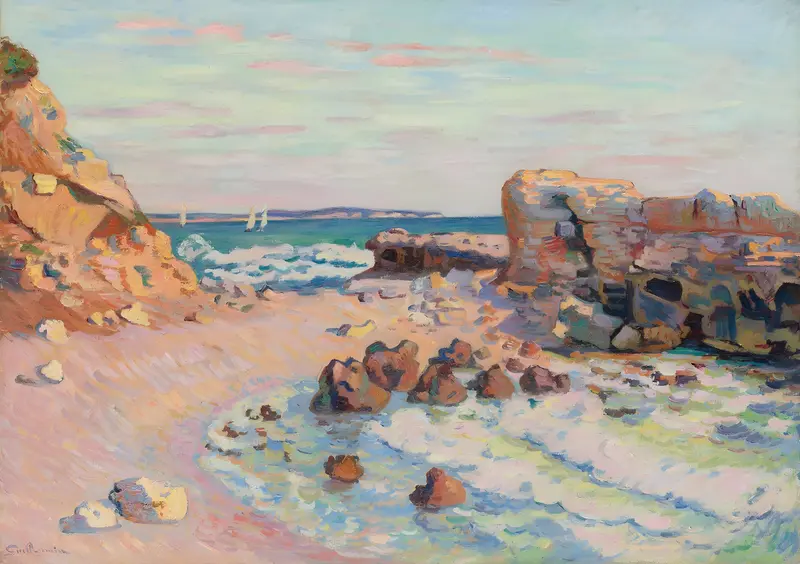 A vibrant Impressionist landscape painting by Armand Guillaumin.