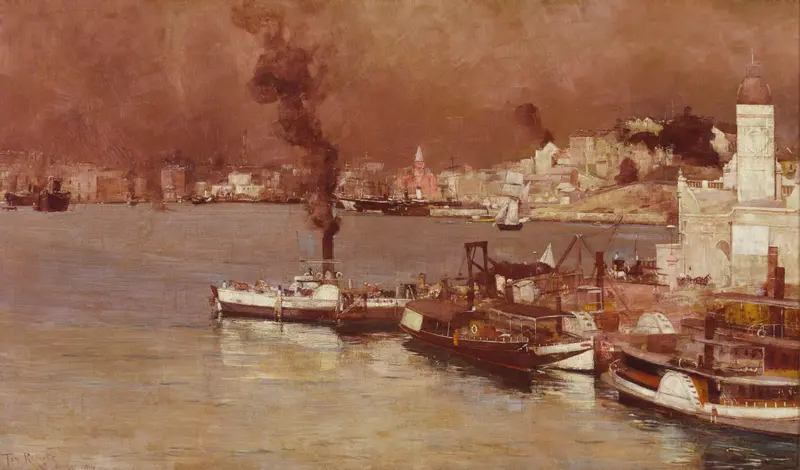 Autumn morning at Milson's Point, Sydney by Tom Roberts, oil painting