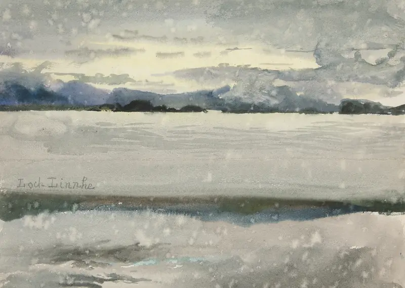 Loch Linnhe by Edwin Austin Abbey, impressionism, depicting serene waters and twilight reflections