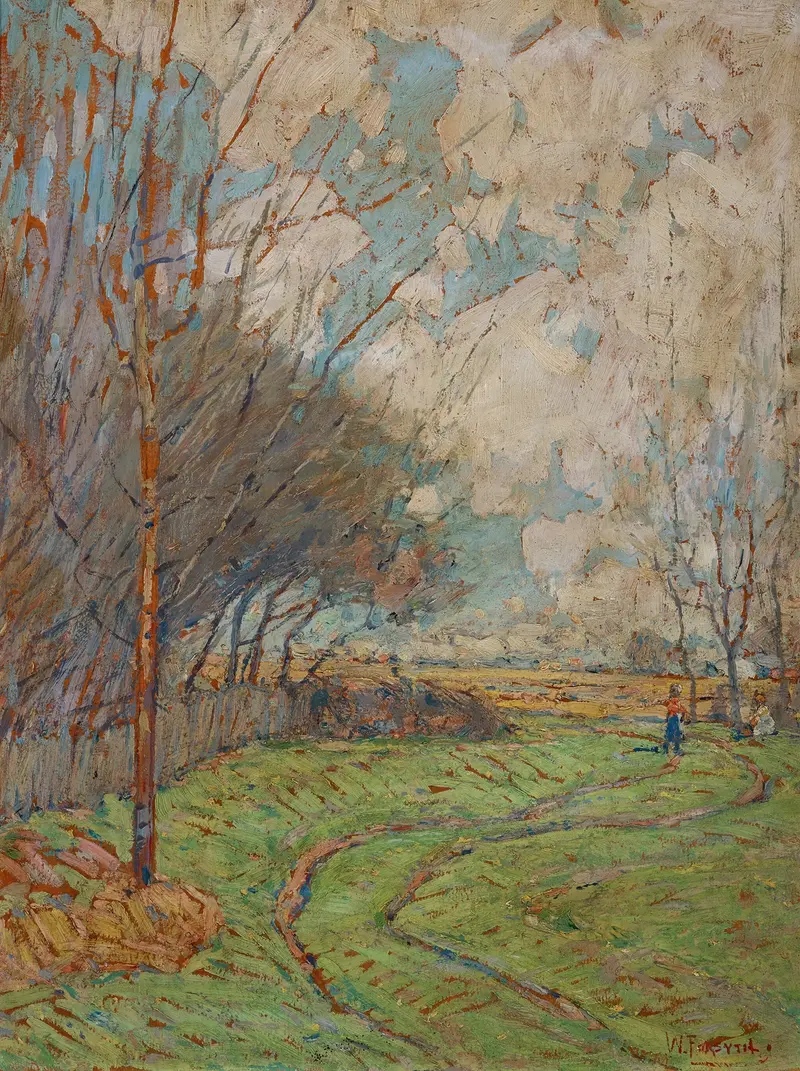 Landscape; Path to the Fields by William J. Forsyth, impressionism