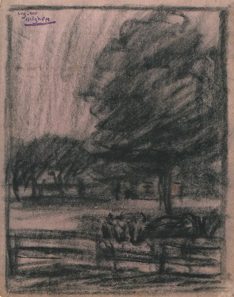 Landschap by Eugeen Van Mieghem, depicting rolling hills and clouds, Post-Impressionism