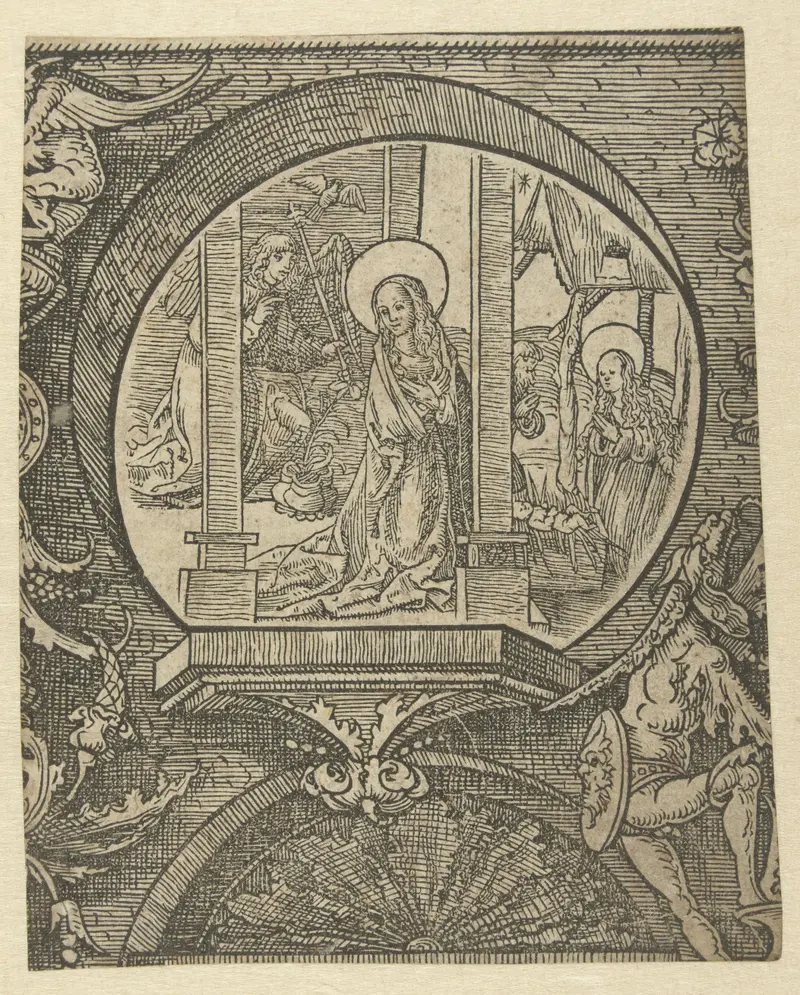 Nativity scene with Mary and angel, paper by Jacob Cornelisz van Oostsanen