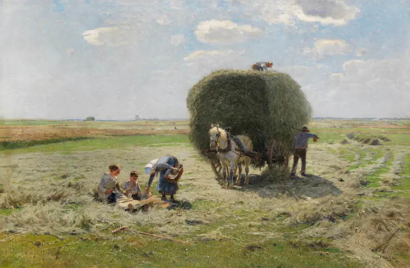 Figurative oil painting by Hugo Mühlig depicting a woman in a summer field.