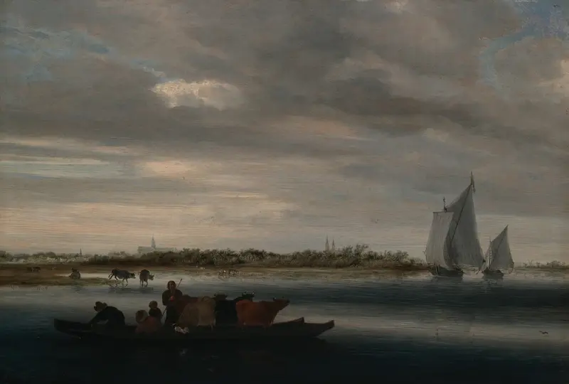 View of Alkmaar by Jacob Salomonsz. van Ruysdael, oil on canvas depicting a serene village landscape.