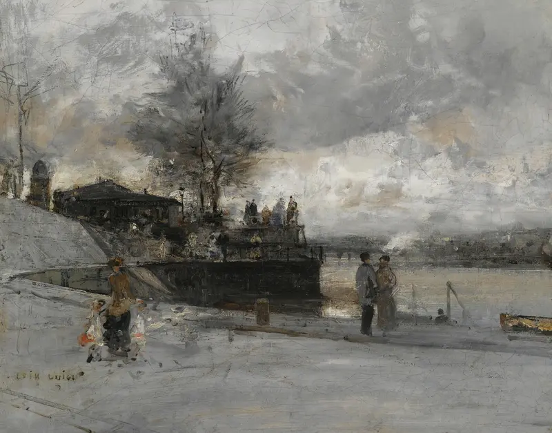 Landscape of Quai Au Bord De La Seine, Paris by Luigi Loir, oil painting
