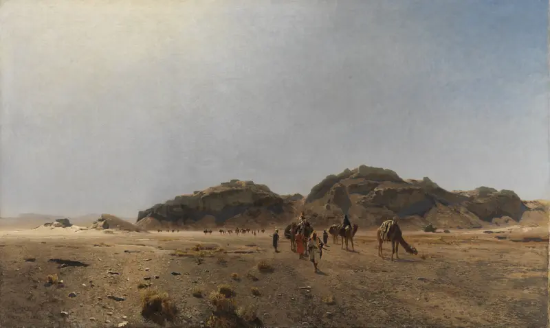 Desert landscape with dunes at sunset, oil on canvas by Eugen Bracht