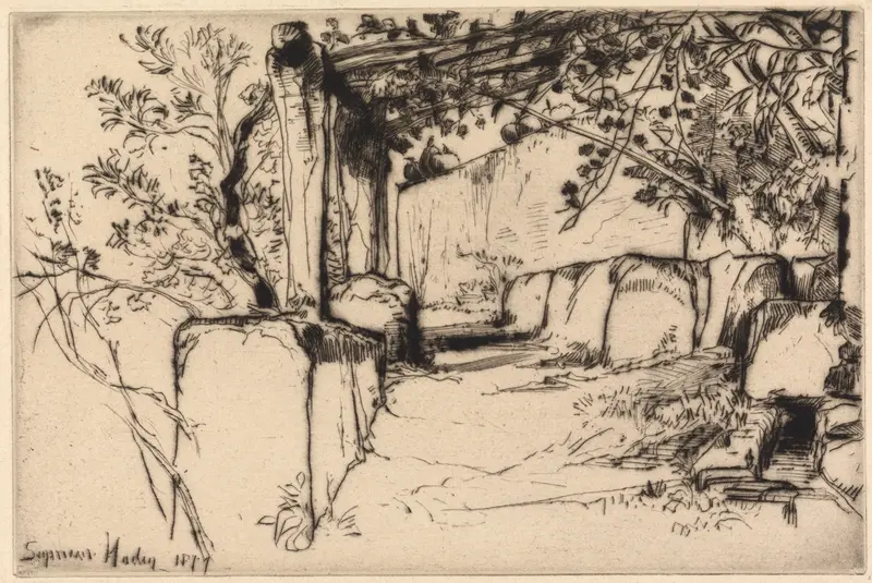 The Terrace, Cintra by Francis Seymour Haden, engraving depicting a sunlit terrace.