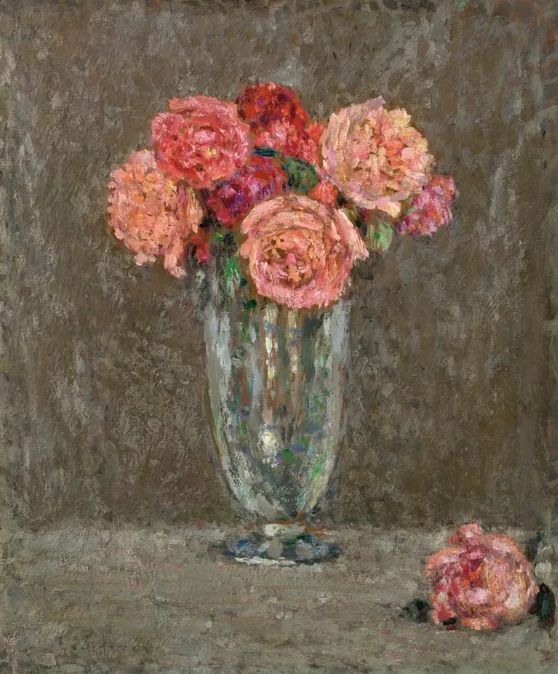 A beautiful still life painting of roses by Henri Le Sidaner.