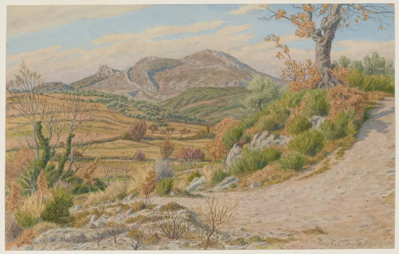 Watercolour by Henri Rivière depicting a tranquil village in Buis-lès-Baronnies