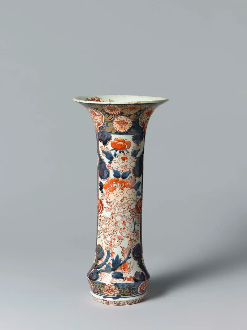 Beaker vase with shishi and floral scrolls, unknown artist