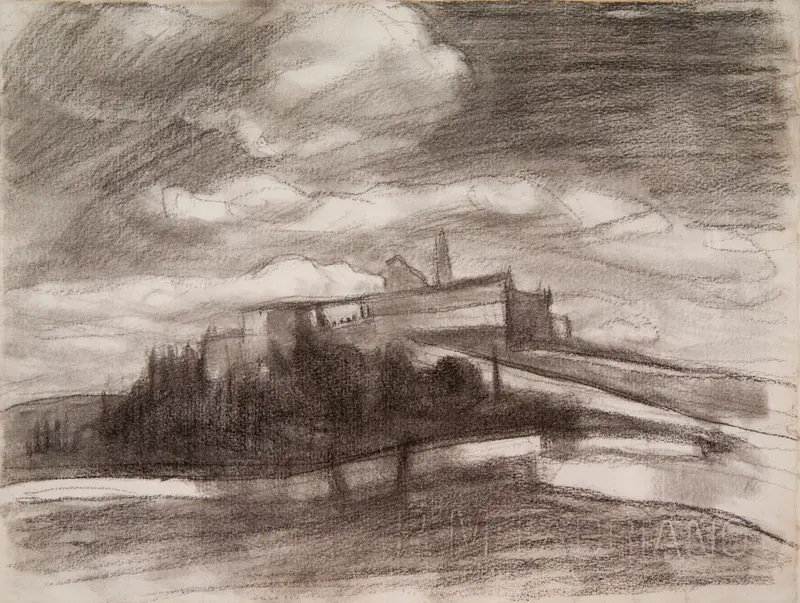 Post-Impressionism landscape by Wojciech Weiss, depicting rolling hills and golden light