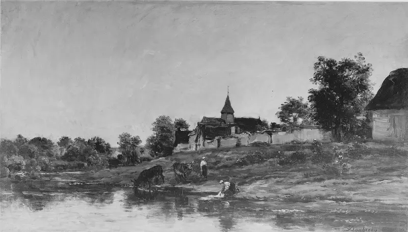 On the Bank of the Seine at Portejoie, oil on panel by Charles François Daubigny