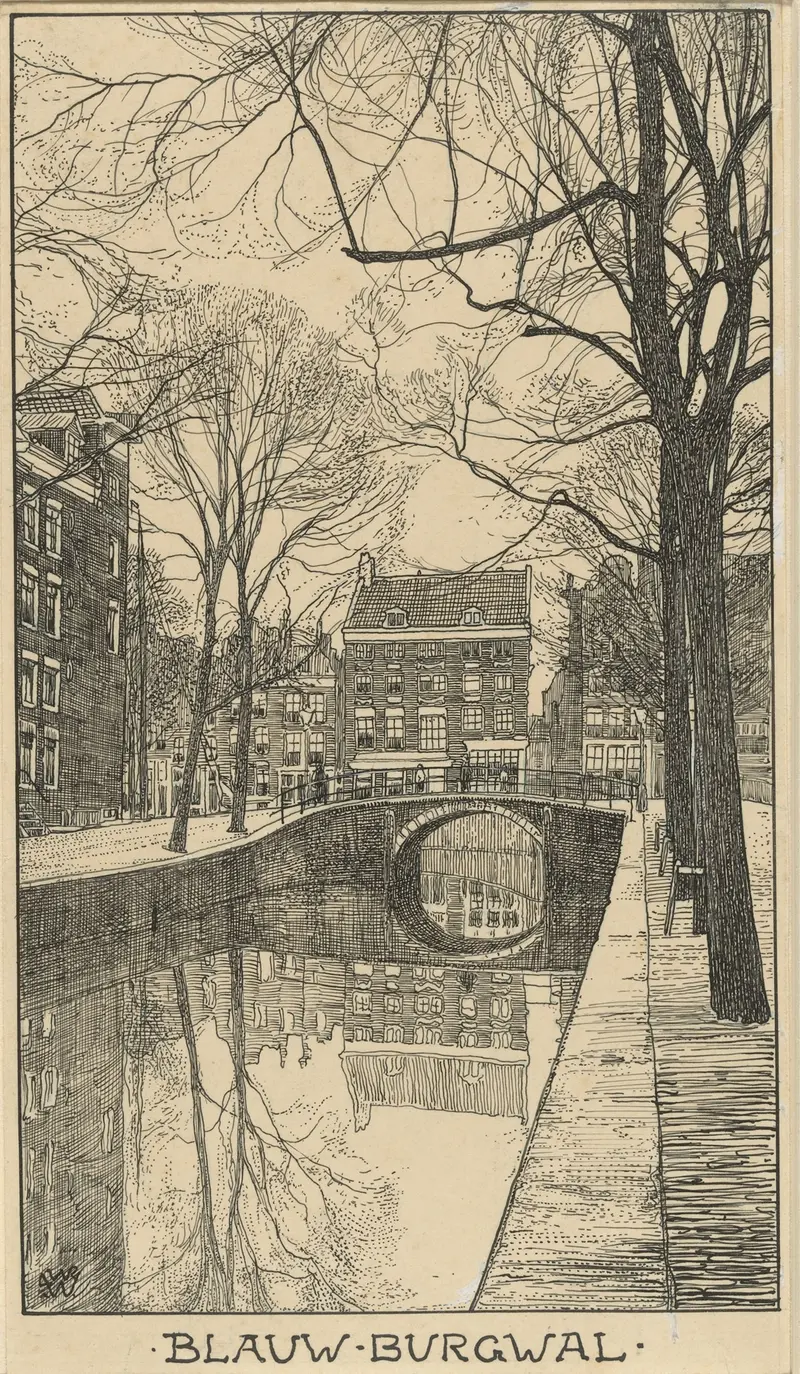Landscape featuring blue tones and water by Willem Wenckebach, modernism