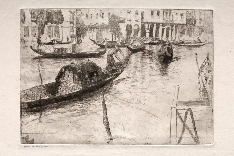 Traghetto San Felice by Otto Henry Bacher, oil painting depicting boats on water