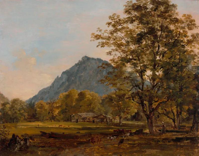 A farmhouse in the Bavarian Alps, oil on paper by Johann Georg von Dillis