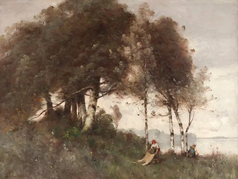 Landscape with lavender fields, oil on canvas by Paul Désiré Trouillebert